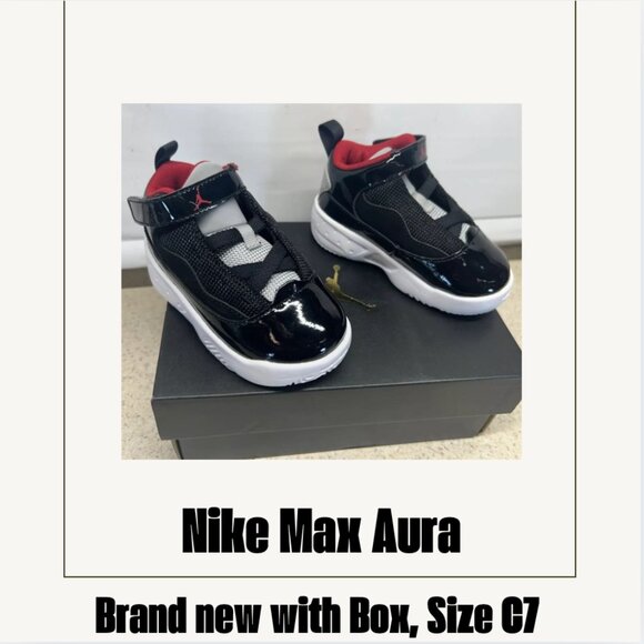 Nike Jordan Max Aura 2 Toddler Shoes Size 7C Trainers CN8096-006 Black Red - Picture 1 of 6